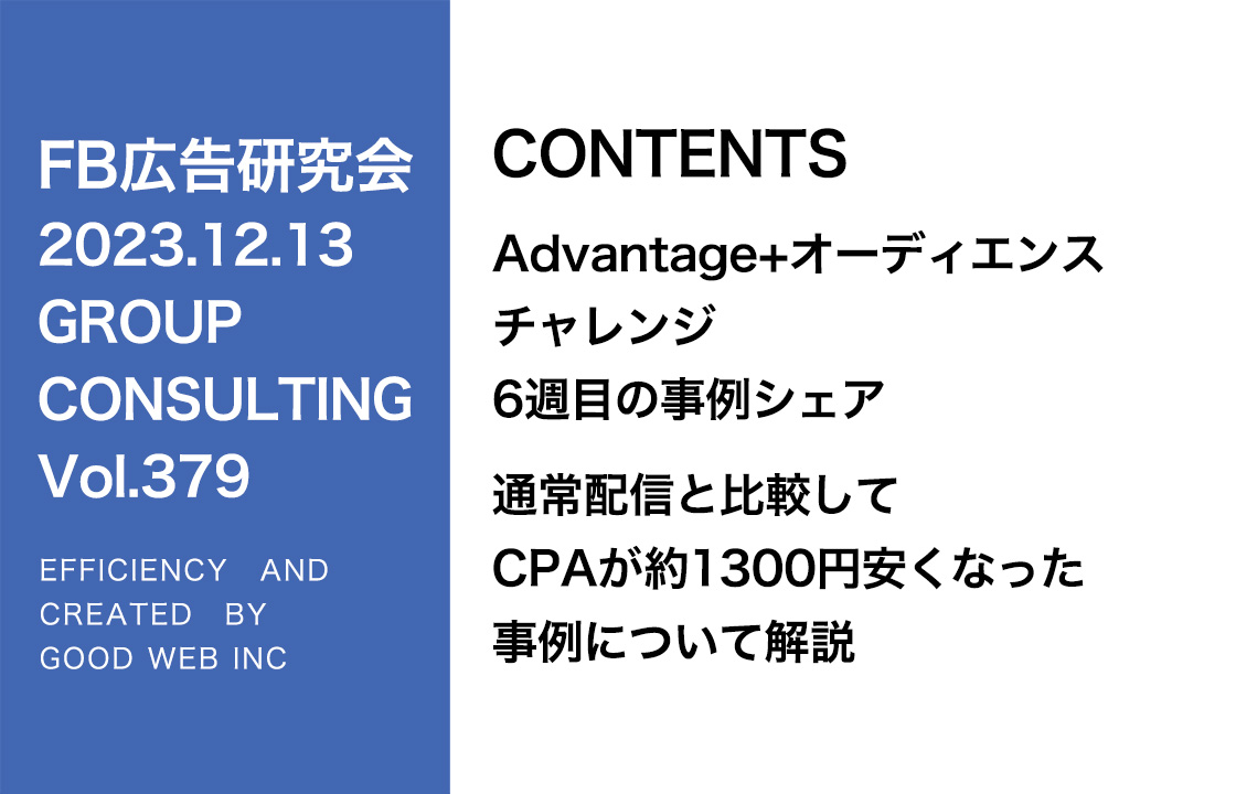 第379回Advantage＋オーディエンスのA/Bテスト結果とInstagramカルーセル広告