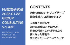 第432回 元画像と比較してAI生成画像の方がCPAが約100円安くCVRが約1.2%高くなった事例やX公式セミナーについてシェア