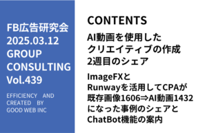 第439回ImageFXとRunwayを活用してCPAが既存画像1606⇒AI動画1432になった事例のシェアとChatBot機能の案内