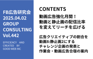 第442回広告クリエイティブの割合を動画8:静止画2にするチャレンジ企画の発表と作業会・動画広告合宿の案内