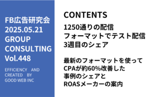 第448回最新のフォーマットを使ってCPAが約60%改善した事例のシェアとROASメーカーの案内