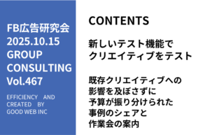 第467回既存クリエイティブへの影響を及ぼさずに予算が振り分けられた事例のシェアと作業会の案内