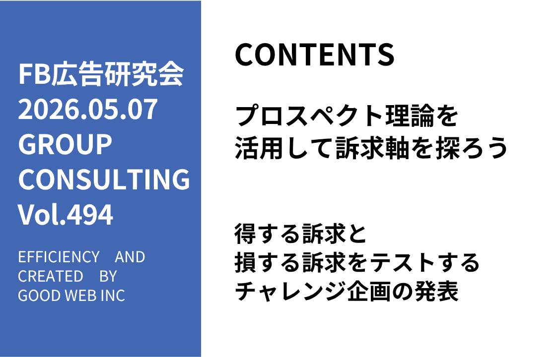 第494回得する訴求と損する訴求をテストするチャレンジ企画の発表